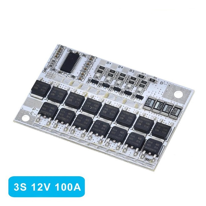 Li-ion akkumulátor töltő és védő modul 3 cellás, BMS 3S, 100A