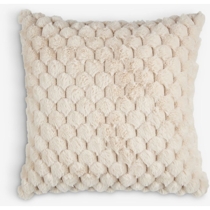 Perna imitatie blana, husa detasabila, 45 x 45 cm, bej