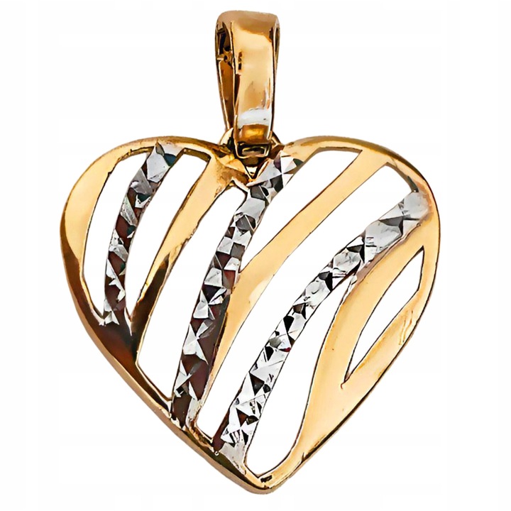 Pendant Aur 585 Inima Azurowy, Aur Alb si Galben, 1.9x1.5cm