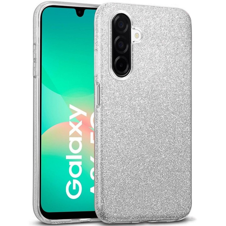 Samsung Galaxy A17 4G / A17 5G kompatibilis szilikon hátlaptok, csillámos, ezüst, Glitter