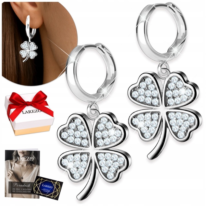 Cercei Larezo, Model Trifoi, Argintiu, 20x17x15.5mm