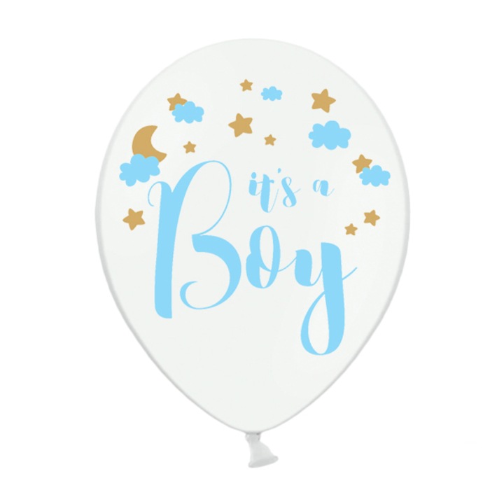 Balon din latex pentru bun venit bebe, It's a boy, 5buc
