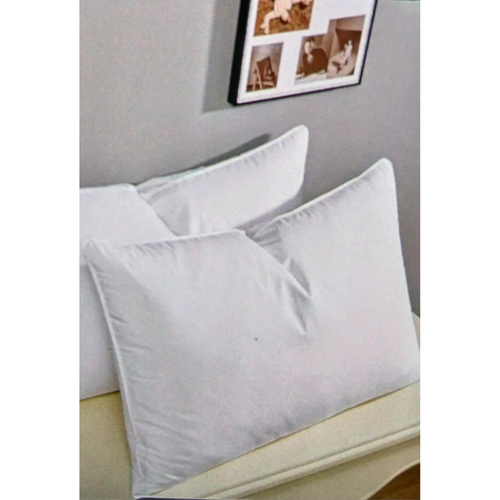 Szett 2 db puf és kacsatoll párna, 50x70 cm. Fehér