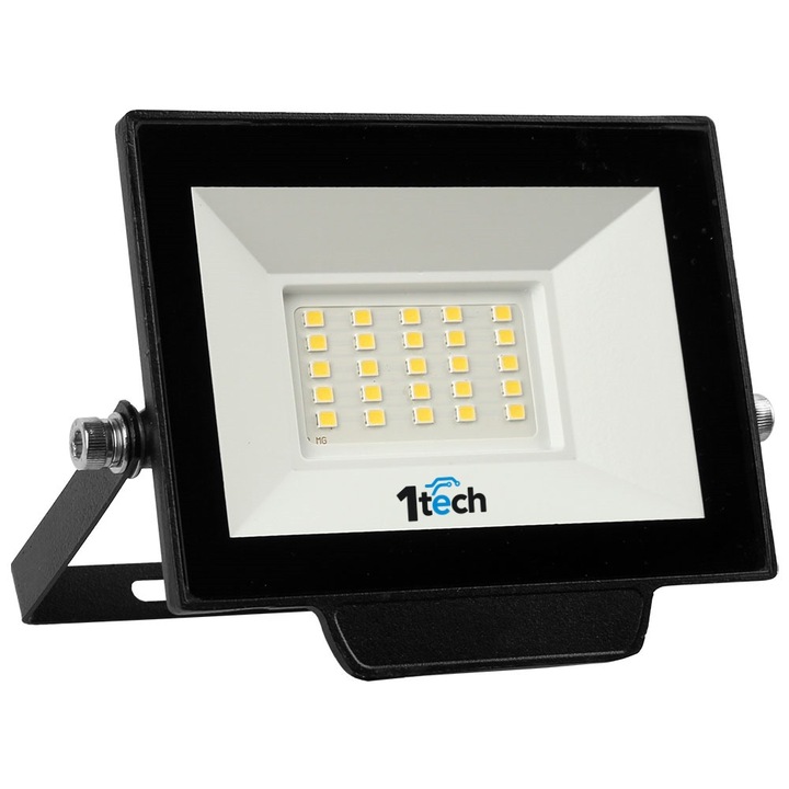 Proiector LED 1TECH, 20W, 6500K, IP65, Negru
