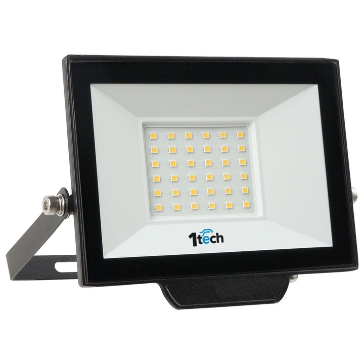 Proiector LED 1TECH, 30W, 6500K, IP65, Negru