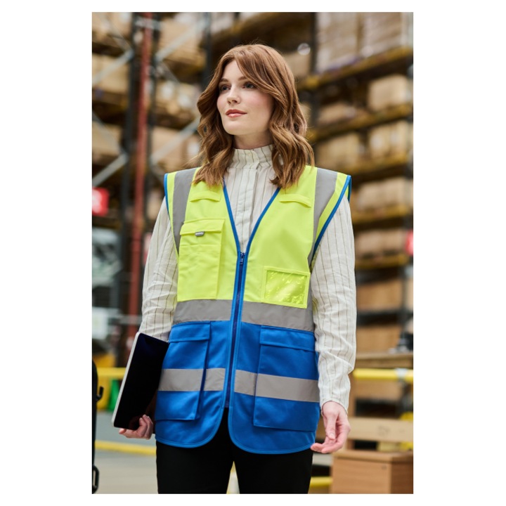 Regatta RETRS251 unisex fényvisszaverő mellény, Pro Executive, sárga/királykék, XL