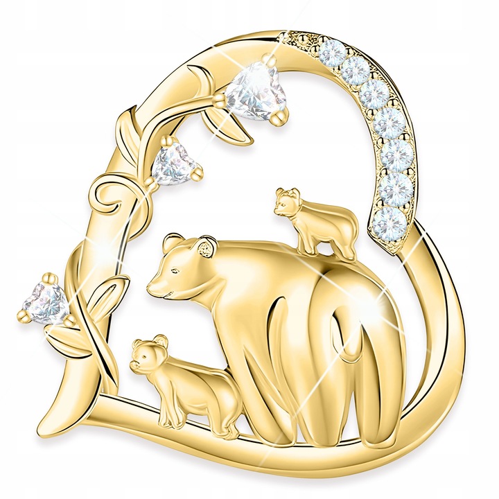 Set Pandantiv Larezo, Argint 925, Zirconii, Inima, 19x19mm, Auriu