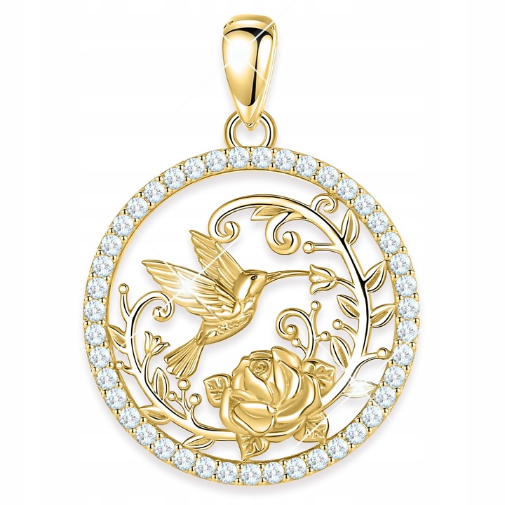 Set Pandantiv Argint 925 Larezo, Rotund cu Zirconii, 24x19.5x17.5mm, Auriu