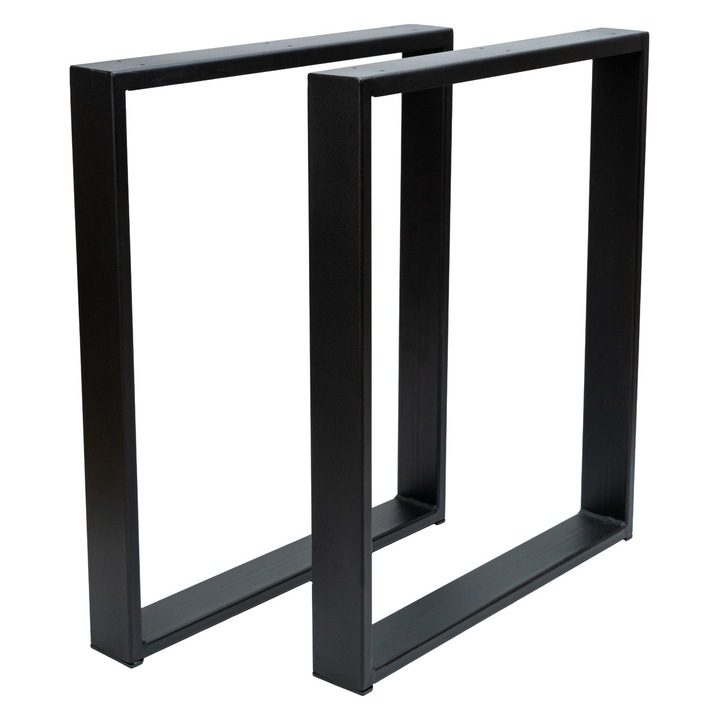 Комплект 2 крака за маса, Широк профил, Електростатично боядисване, Черен мат, 72x50x8 см