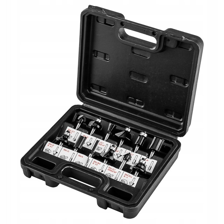 Set 12 Freze TCT pentru Lemn, Tija 6mm, GRAPHITE