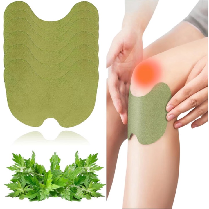 Set 100 plasturi pentru ameliorarea dureri, KNEE PACHT, Extract natural de pelin, design ergonomic, 13x10.2 cm