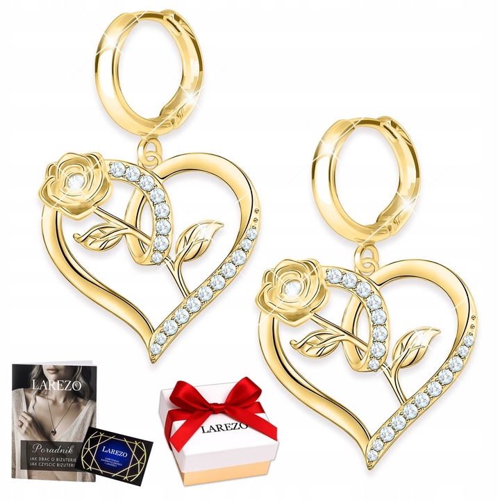 Cercei Din Argint 925, Larezo, Model Trandafiri 2, Auriu, Argint De Inalta Calitate, Pietre: Zirconii, Calitate Superioara, 18 x 17 x 18 mm