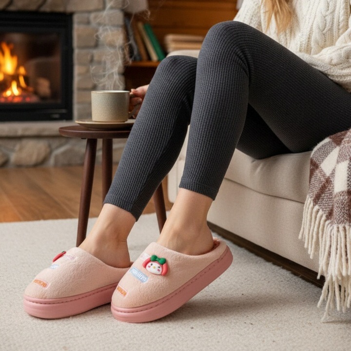 Пухкави домашни чехли L715roz 122340, Розово, 38-39