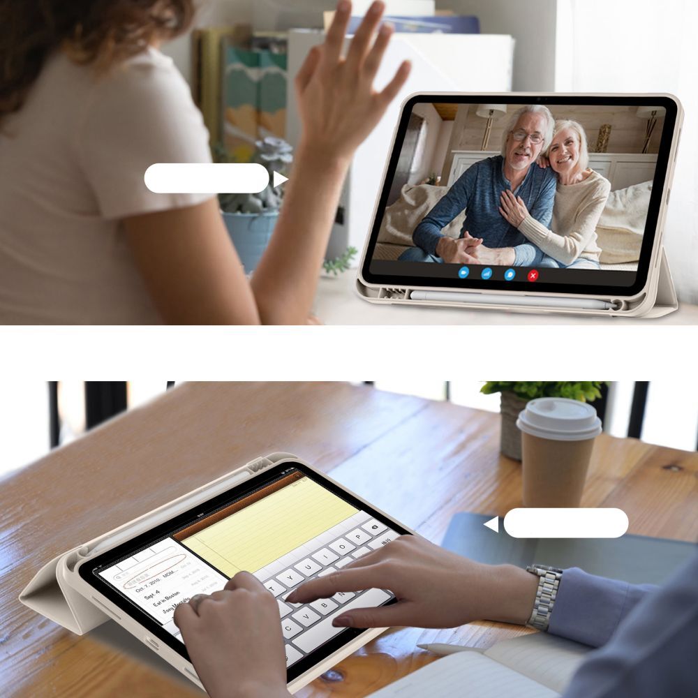 Husă inteligentă pentru tabletă iPad 2025 de 11 inch (iPad 11) - compatibilă, culoare nisip, cu suport pentru creion