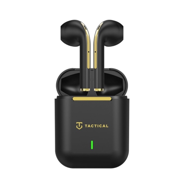 TACTICAL Black Hawk Headset - fekete/arany vezeték nélküli stereo headset, töltőtokkal