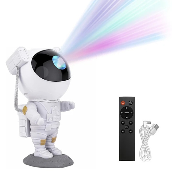 LED проектор звездно небе, нощна лампа за деца, тема астронавт, 8 режима на светлина, USB захранване