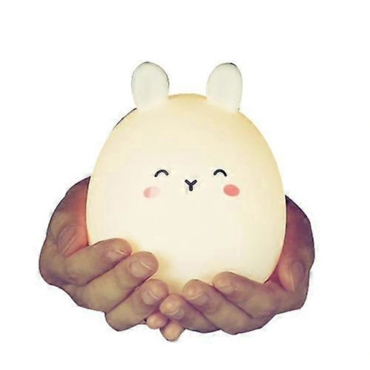 Детска нощна лампа, форма на зайче, презареждаема, 9 цвята, преносима, от силикон