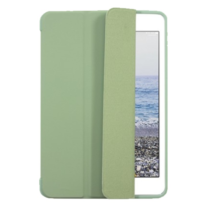 Husa tableta, tri-fold, silicon, verde matcha, pentru iPad mini 6/7 (8.3-inch)