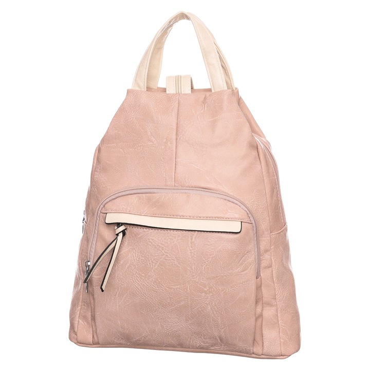 Geantă de damă, Colecția Hernan Bag, pudră, piele ecologică, 31 x 33 x 13 cm