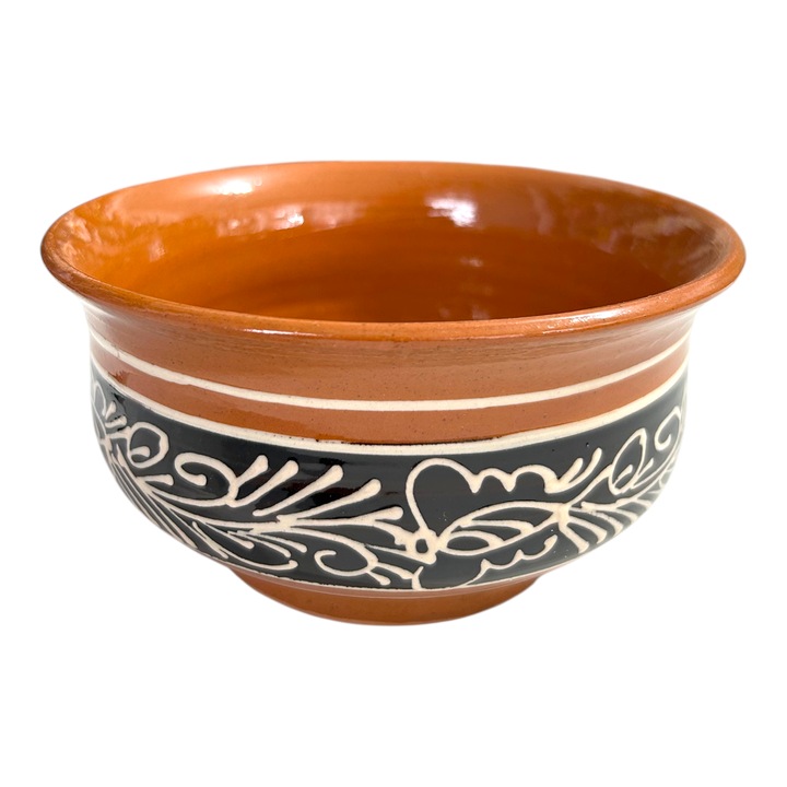 Castron ceramic, traditional românesc, decorat manual, 13cm, 7cm - eMAG.ro