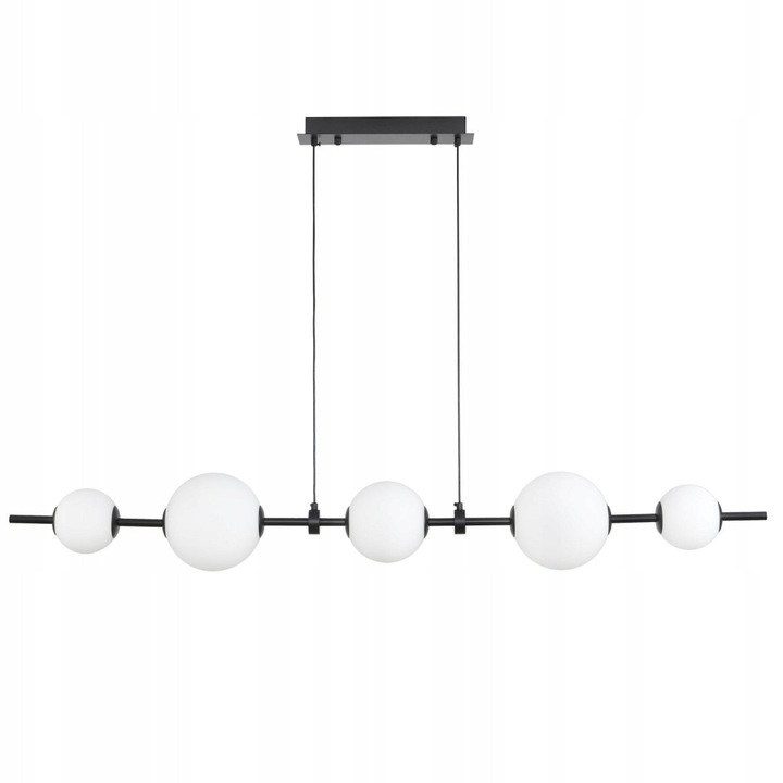 Lampa suspendată Step into design MILA, 140cm, neagră, sticlă albă, înălțime reglabilă 25-175cm