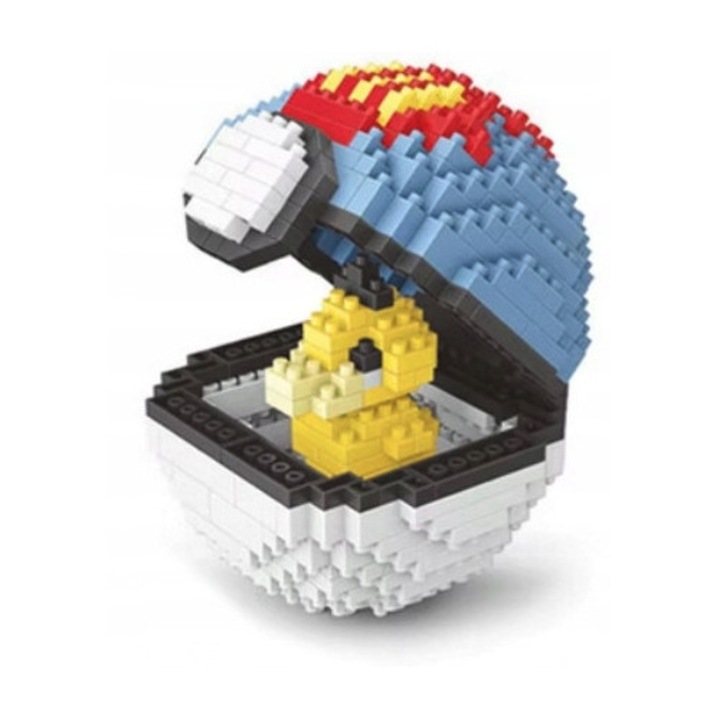 Pokemon Pokeball Építőkészlet Psyduck Figurával, 414 darab, 6.8x6.4x9.9cm