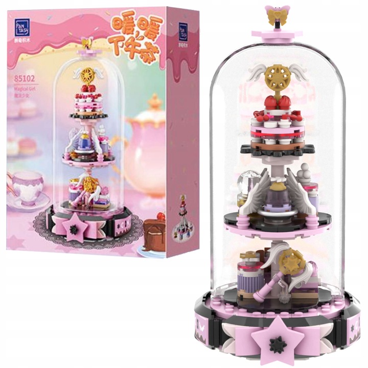 Set Constructii Pantasy Magical Girl, 266 Piese, Tort Magic, Roz/Auriu, 20.5x11.5x10cm