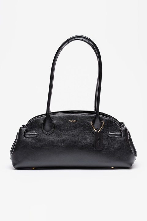 COACH, Empire bőr válltáska logós részlettel, Fekete