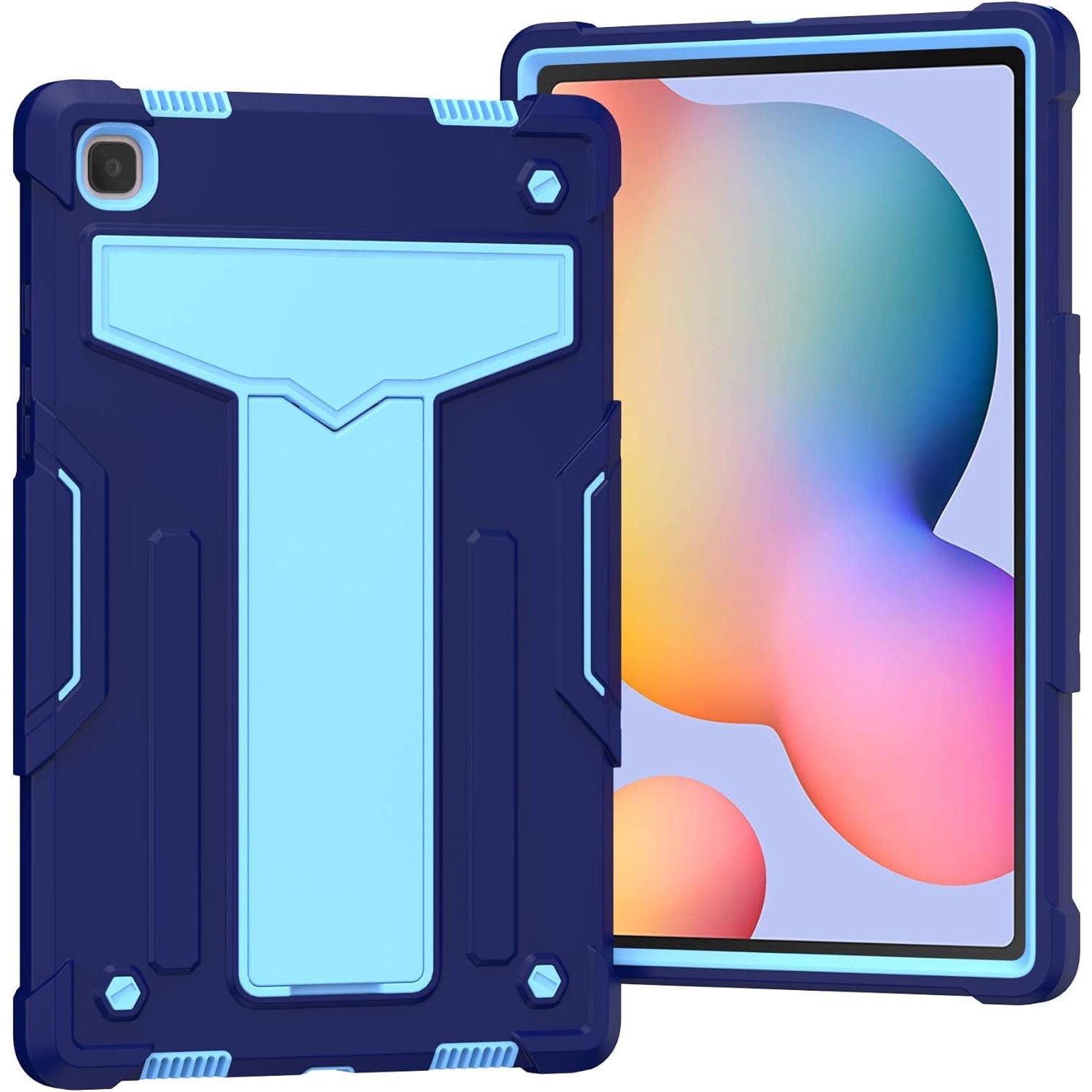 Husa Shockproof Armor, Sigloo, pentru tableta Amazon Kindle Fire HD8 HD 8 Plus 2020, Heavy Duty 2 In1 Hybrid Cover, cu stand, Albastru