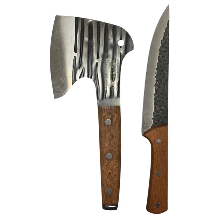 Set 2 Piese Macelarie Lama Groasa, Cutit Macelarie Universal 30 cm si Satar Universal 25 cm