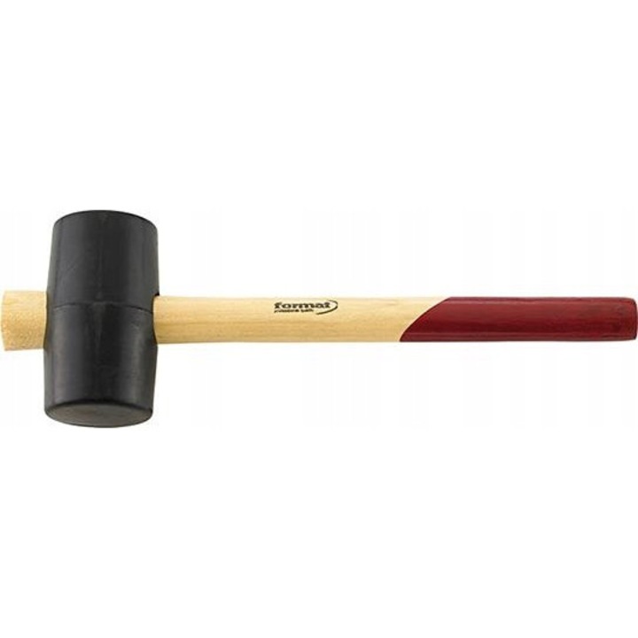Ciocan cauciuc Format 3A, 74mm, negru, capete netede, maner lemn