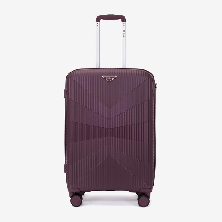 Troler KREAL Tasos, Mărime medie, Cifru, Polipropilenă, Bordeaux, 66x43x26 cm