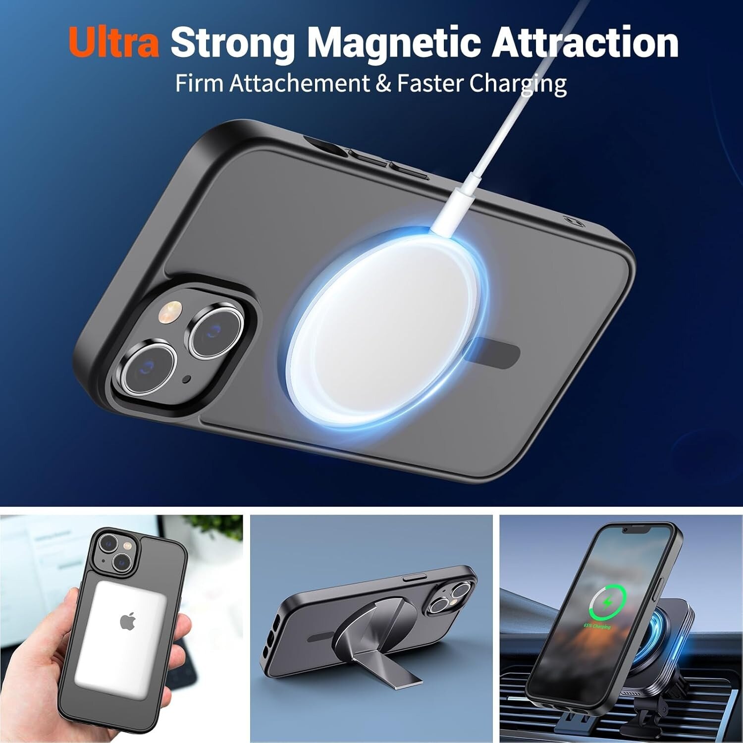 Husa compatibila cu Incarcare Magsafe pentru pentru Apple iPhone 16 Pro Max, pentru Incarcare Wireless, Margini Ridicate pentru Protectia Ecranului si a Camerelor, Negru