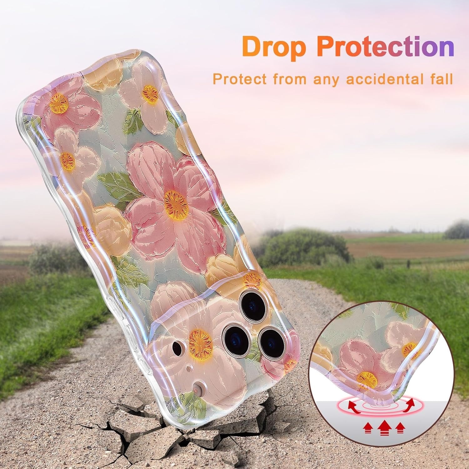 Husa pentru iphone 16 ProMax, Pictura in ulei retro colorata flori imprimate, acoperire de protectie TPU eleganta si durabila, Protectie camera, ecran si colturi