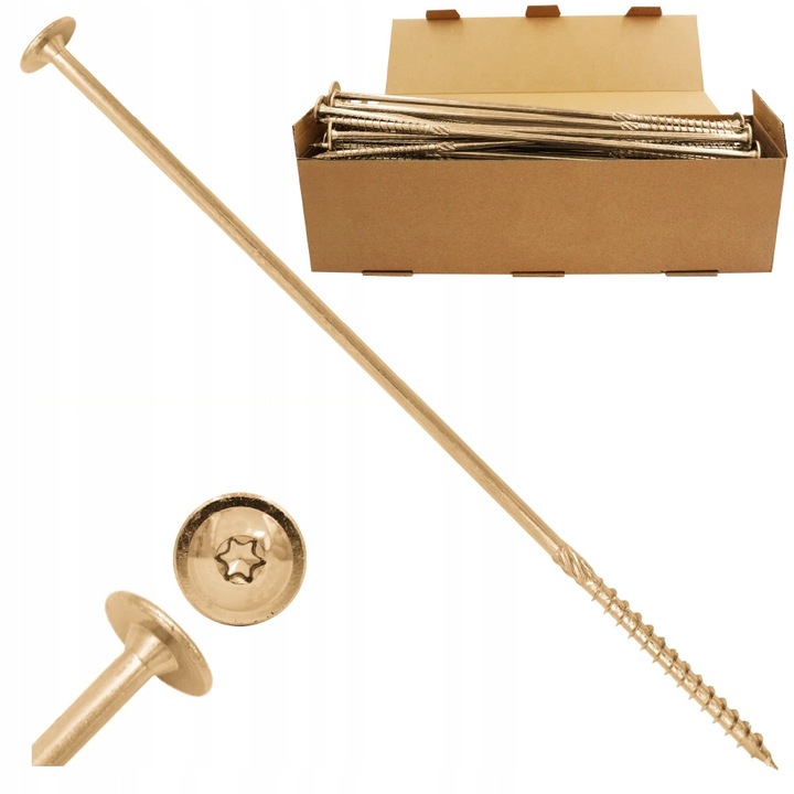 Suruburi Lemn 8x360mm, 50 buc, cap plat Talere, Torx TX40, otel galvanizat