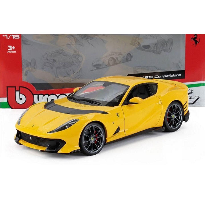 Ferrari 812 Competizione sárga modell - 1/18 Bburago