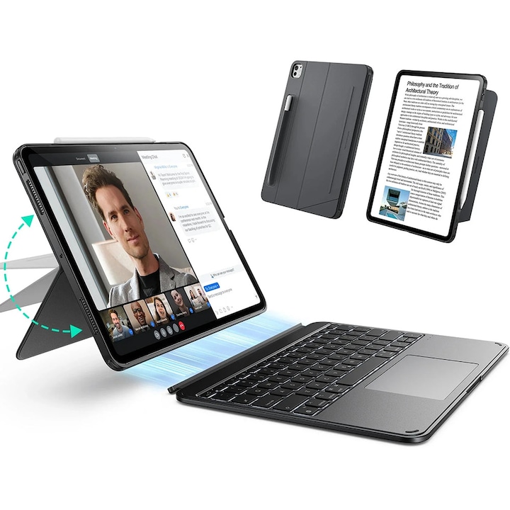 Husa pentru iPad Pro 13 (2024) / iPad Pro 13 (2025) - ESR Shift Keyboard Case - Dark Gray