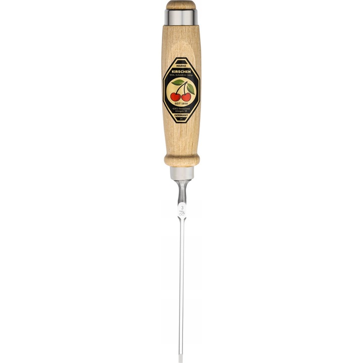 Dalta de tamplarie Kirschen, 3 mm, otel, maner din lemn de carpen, 238 mm