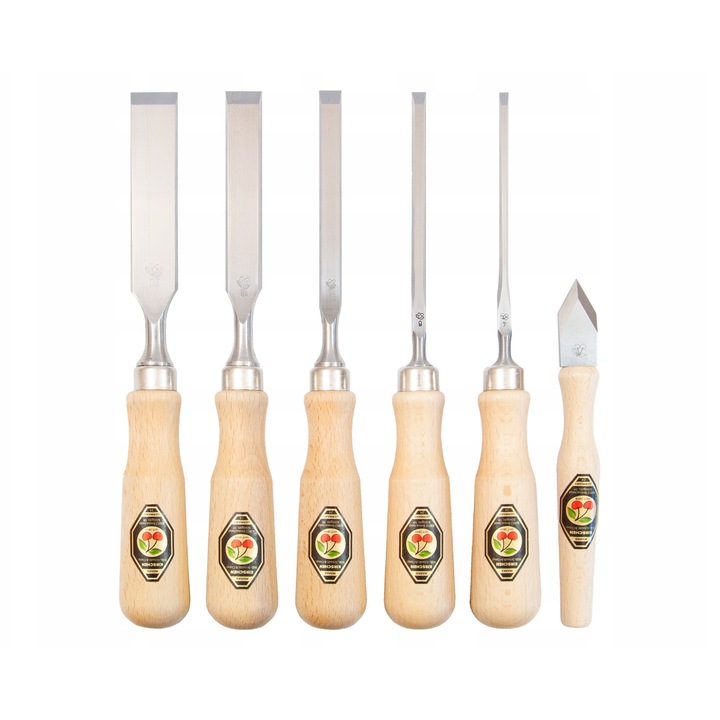 Set 5 dalti pentru imbinari Kirschen, 4-20mm, otel, manere din fag