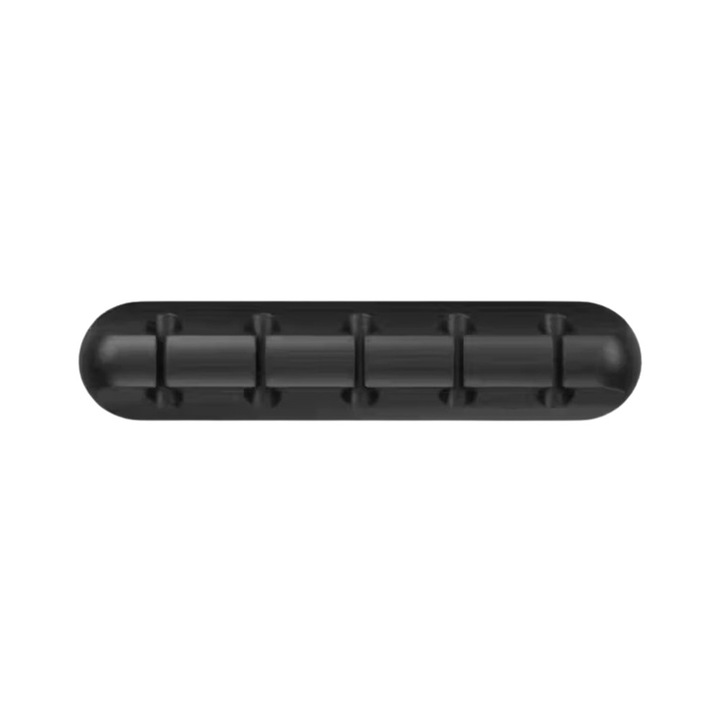 Organizator universal de cabluri cu 5 cleme, din silicon negru, adeziv