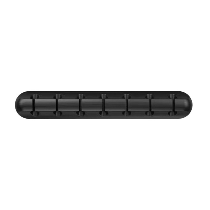Organizator universal de cabluri cu 7 cleme, silicon negru, adeziv