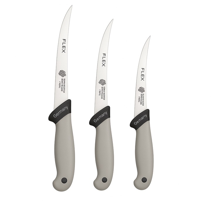 Set 3 Cutite Profesionale de Transat FEROTYB, Lame FLEX din Otel German, Maner Ergonomic, Ultra-Ascutite