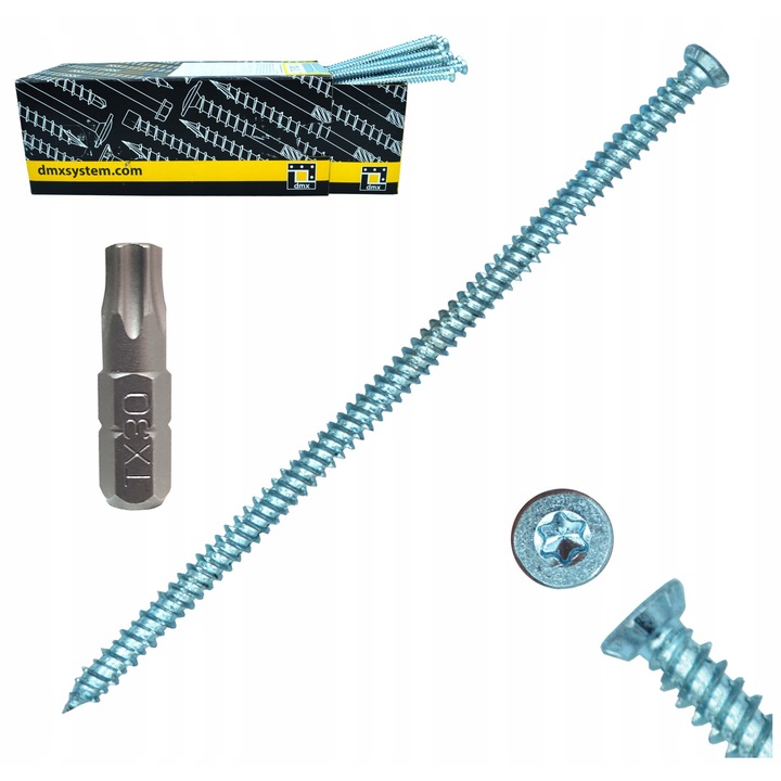 Винтове за рамки за обков, Domax, конусовидна глава, 7.5x152 мм, 100 бр, посребрени