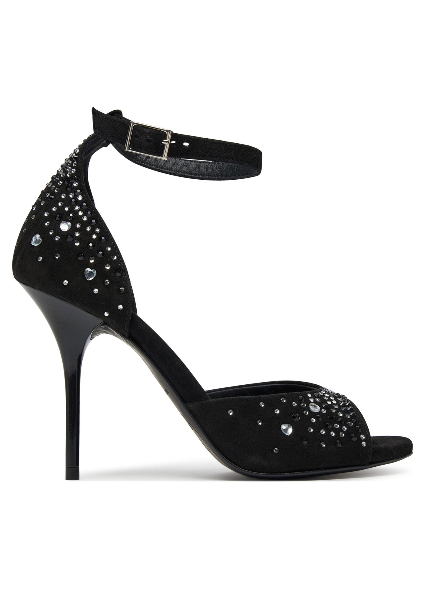 Love Moschino, Sandale slingback din material textil, Rosu, Negru