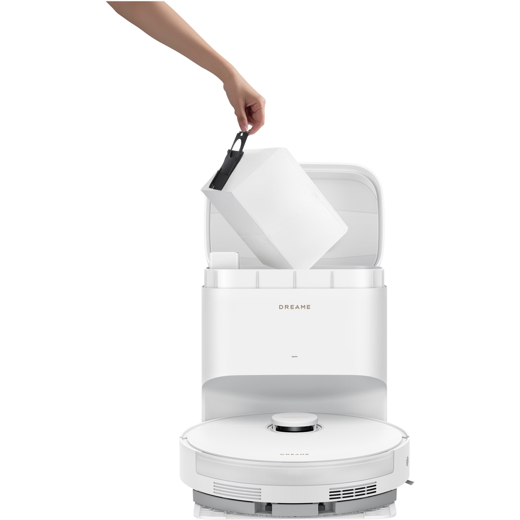 Robot de aspirare cu mop Dreame D20 Pro Plus RLD43SD-WH, stație automată de golire praf 5l, 13000Pa, rezervor praf 0.5l, rezervor apă 0.35l, perie dublă anti-încurcare, baterie 5200mAh, alb