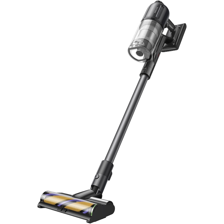 Вертикална прахосмукачка за мокро и сухо почистване Dreame R20 Ultra AquaCycle VZV78V, Функция за осветяване на прах на 140°, Мощност 200 AW, Автономност 90 мин, Резервоар за прах 0.6 л, LED дисплей, Функция моп, 2.20 кг, Черен