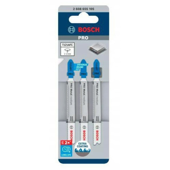 Set 3 lame feronerie Bosch T121AFC, 92mm, metal, geometrie avansată