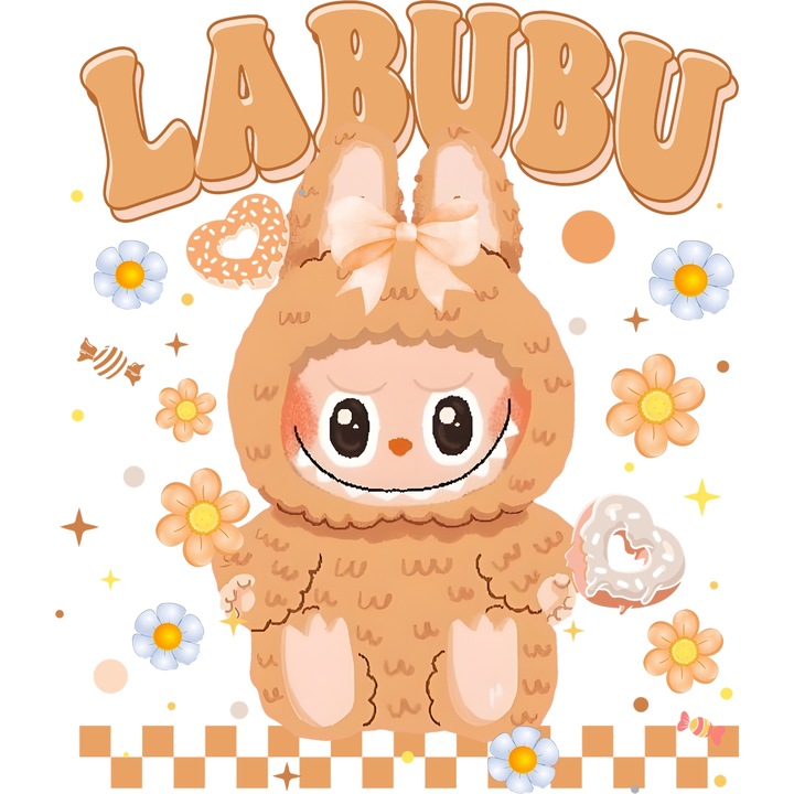 Sticker Adeziv Cu Labubu – Inima Aventurii – Prietenie, Emotie si Magie, cu Margini Albe, PVC Vinyl 90CM