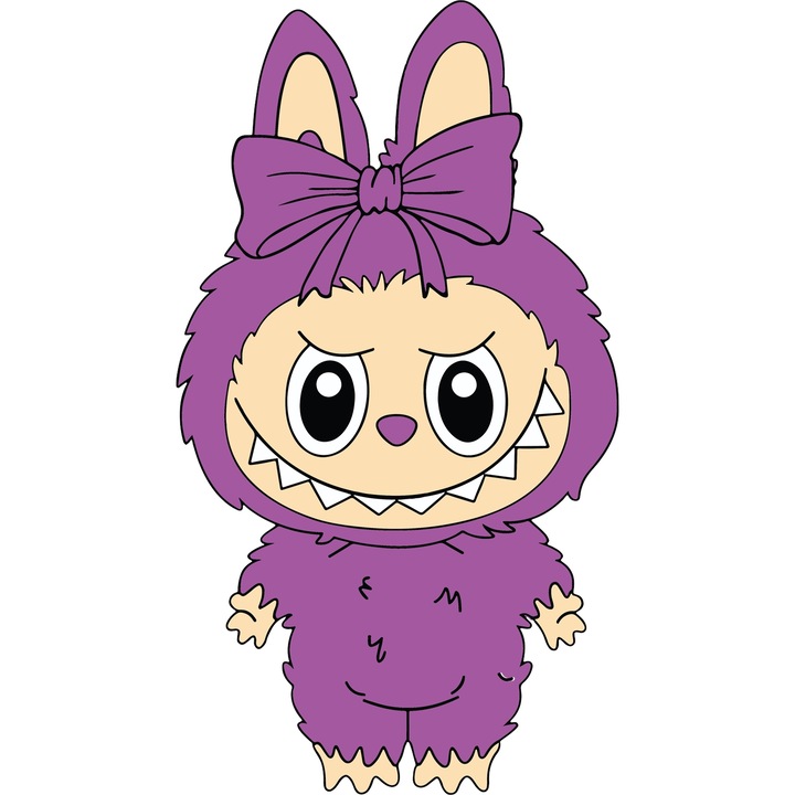 Sticker Adeziv Cu Labubu – Aventura Fermecata – Prietenie, Energie si Magie, cu Margini Albe, PVC Vinyl 80CM