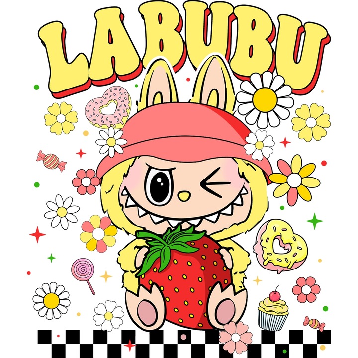 Sticker Adeziv Cu Labubu – Stelele Prieteniei – Aventura, Magie si Curaj, cu Margini Albe, PVC Vinyl 90CM